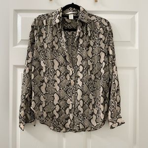 H&M button up snakeskin print blouse